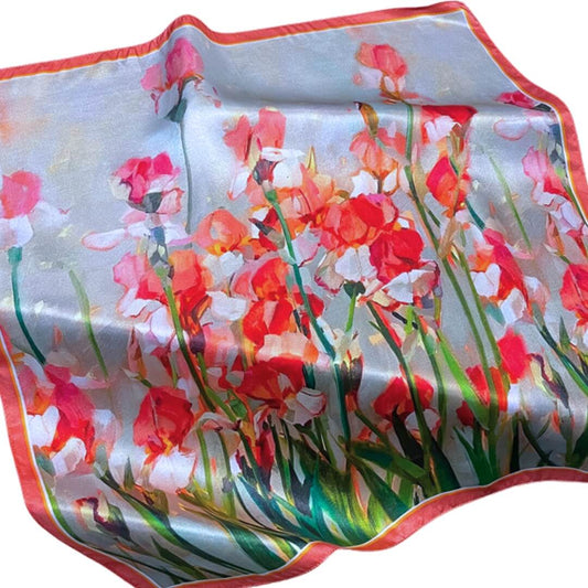 Summer Bloom Pure Mulberry Silk Scarf Bandana