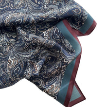 Load image into Gallery viewer, Midnight Paisley Pure Mulberry Silk Square Scarf Bandana
