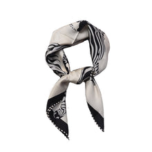 Load image into Gallery viewer, Luxe Zebra Print Pure Mulberry Silk Scarf Bandana
