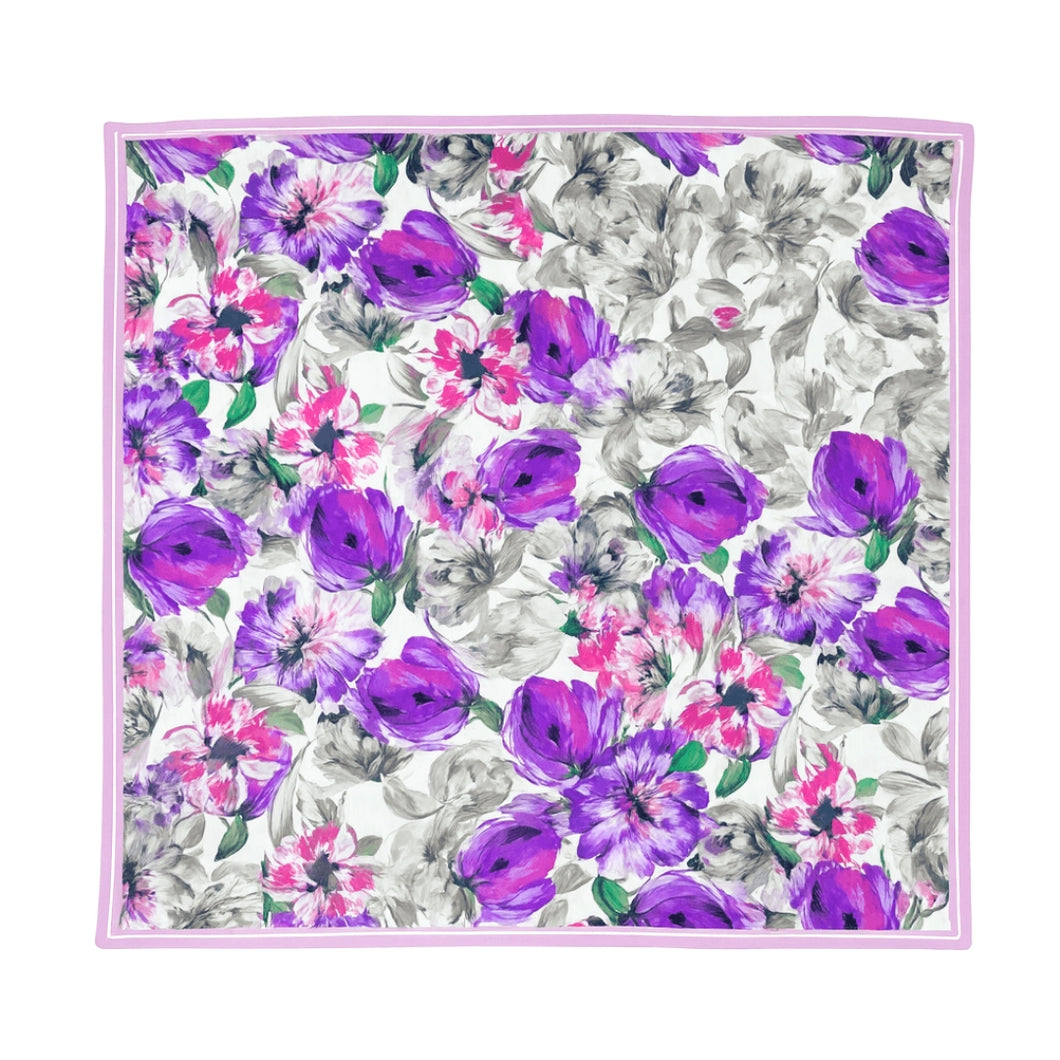 Tulip Crush Pure Mulberry Silk Square Scarf Bandana
