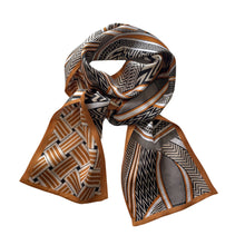Load image into Gallery viewer, Modern Geometry Pure Mulberry Silk Long Scarf Silk Twilly
