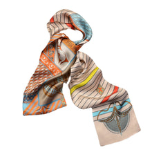 Load image into Gallery viewer, Coastal Chic Pure Mulberry Silk Long Scarf Silk Twilly
