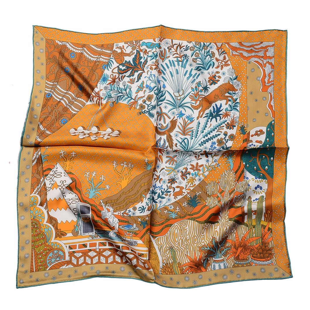 Yellow Fantasy Pure Mulberry Silk Scarf Bandana