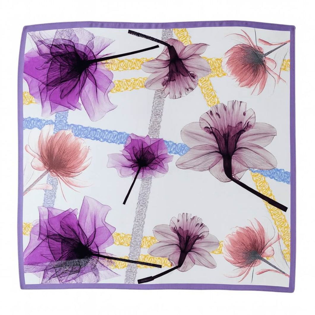 Petal Illusion Pure Mulberry Silk Square Scarf Bandana