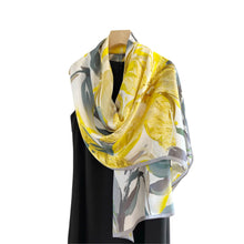 Load image into Gallery viewer, Floral Sunshine Pure Mulberry Silk Extra Large Long Scarf
