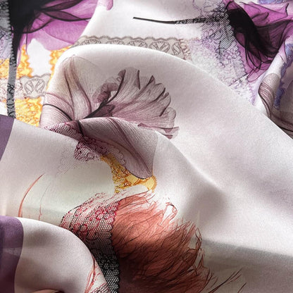 Petal Illusion Pure Mulberry Silk Square Scarf Bandana