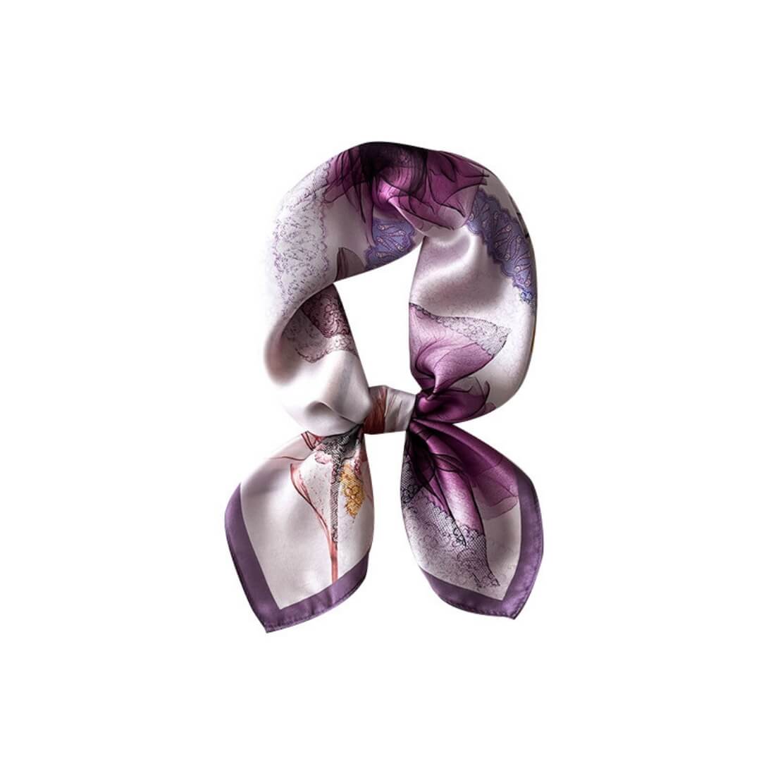 Petal Illusion Pure Mulberry Silk Square Scarf Bandana