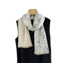 Load image into Gallery viewer, Meadow Blossom Pure Mulberry Silk Long Scarf Silk Twilly
