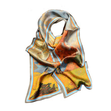 Load image into Gallery viewer, Autumn Glow Pure Mulberry Silk Long Scarf Silk Twilly
