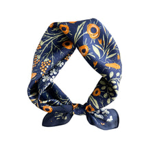 Load image into Gallery viewer, Moonlit Florals Pure Mulberry Silk Square Scarf Bandana
