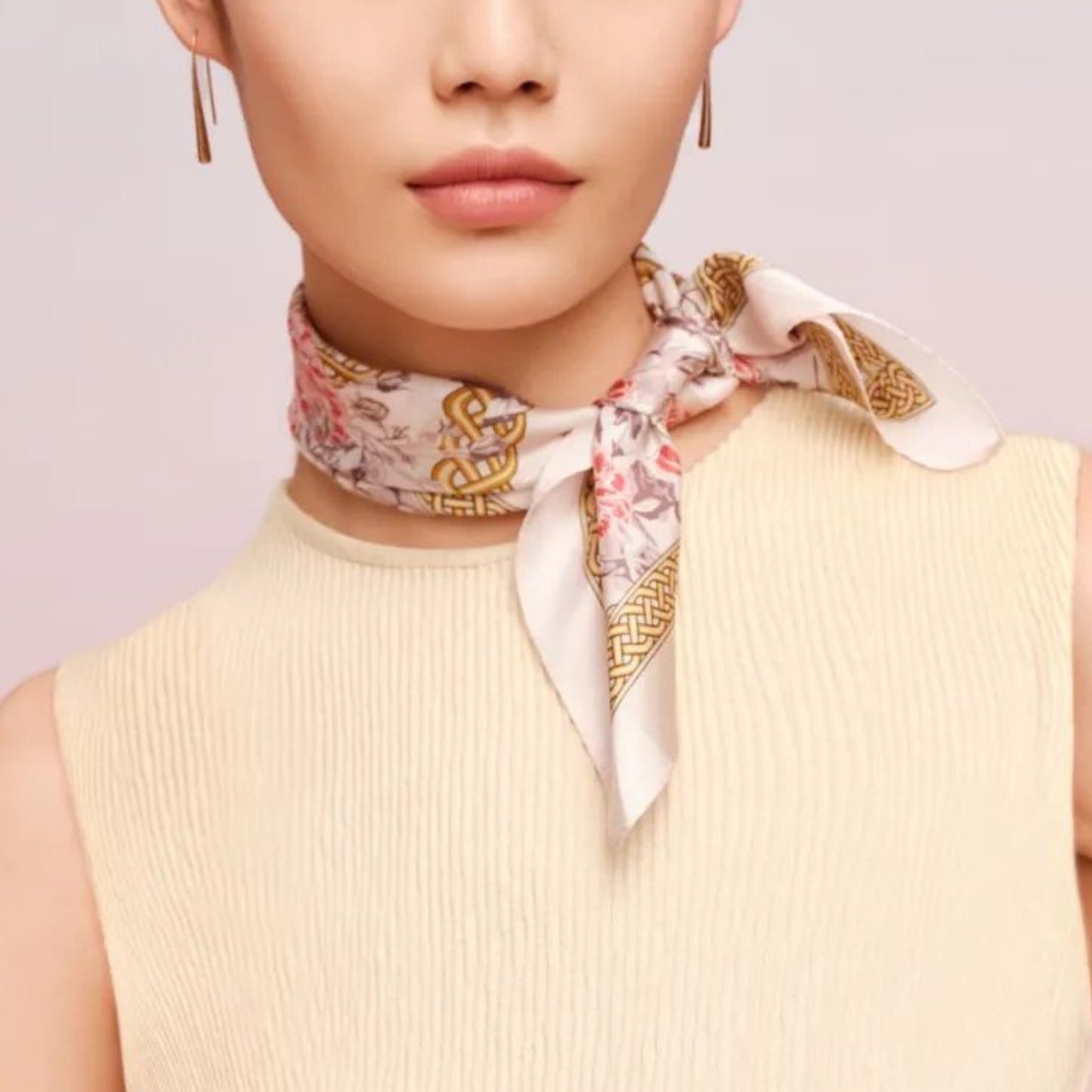Flower Serenity Pure Mulberry Silk Scarf Bandana