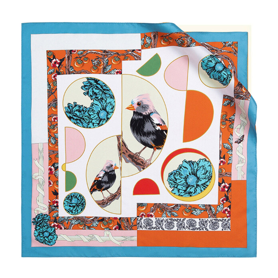 Blossom and Blessing Pure Mulberry Silk Scarf Bandana
