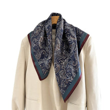 Load image into Gallery viewer, Midnight Paisley Pure Mulberry Silk Square Scarf Bandana

