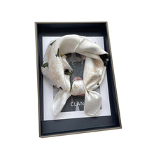 Load image into Gallery viewer, Gilded Blossoms Square Pure Mulberry Silk Scarf Bandana
