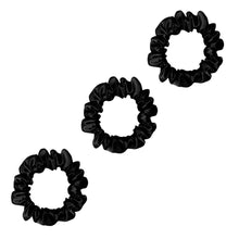 Load image into Gallery viewer, 3 Pack Premium Small Mulberry Silk Scrunchies - Black
