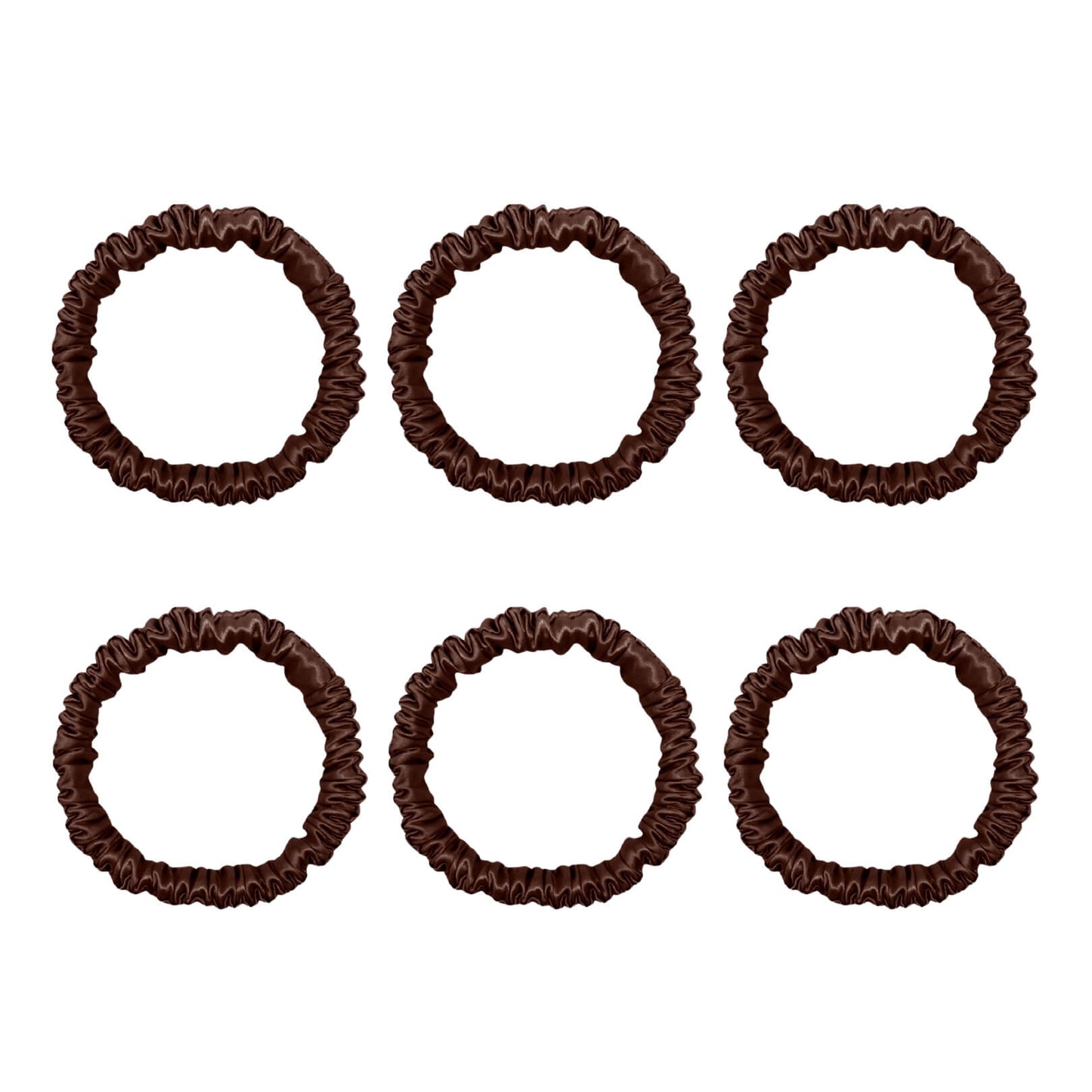 Six chocolate mini mulberry silk scrunchies – LS Silk NZ