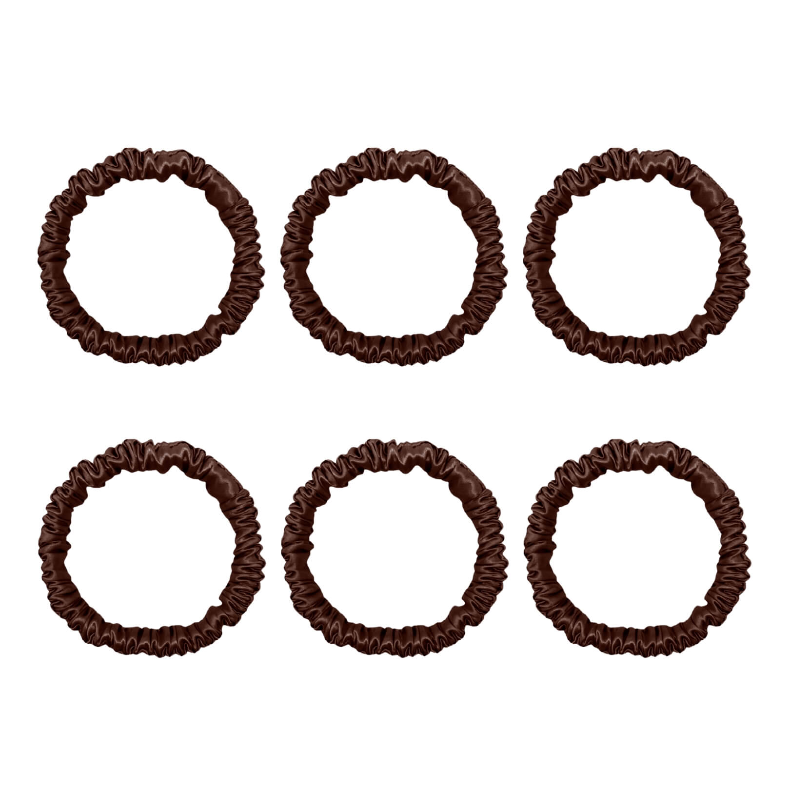 Six chocolate mini mulberry silk scrunchies – LS Silk NZ