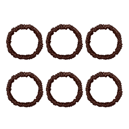 Six chocolate mini mulberry silk scrunchies – LS Silk NZ