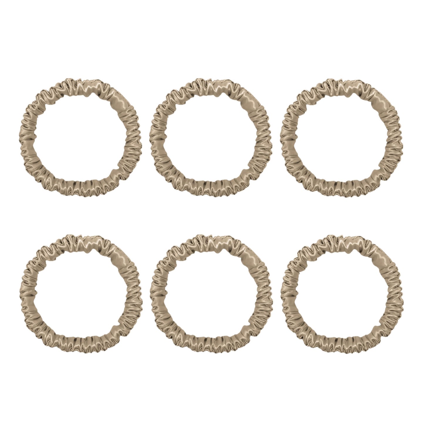 Six champagne mini mulberry silk scrunchies – LS Silk NZ