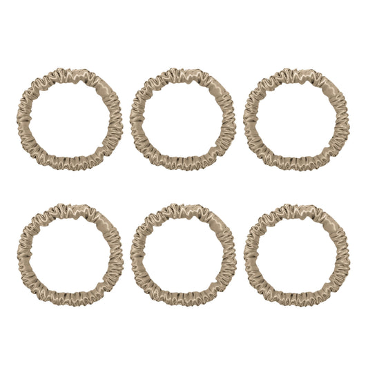 Six champagne mini mulberry silk scrunchies – LS Silk NZ