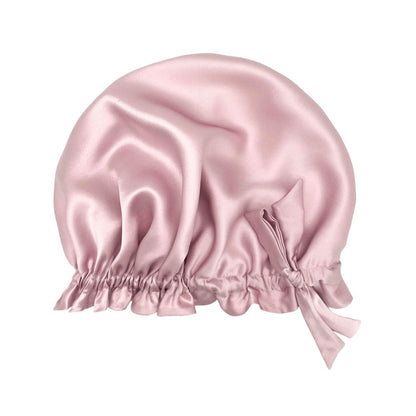 Pink large double-lined silk hair bonnet turban with ruffled edge – LS Silk NZ