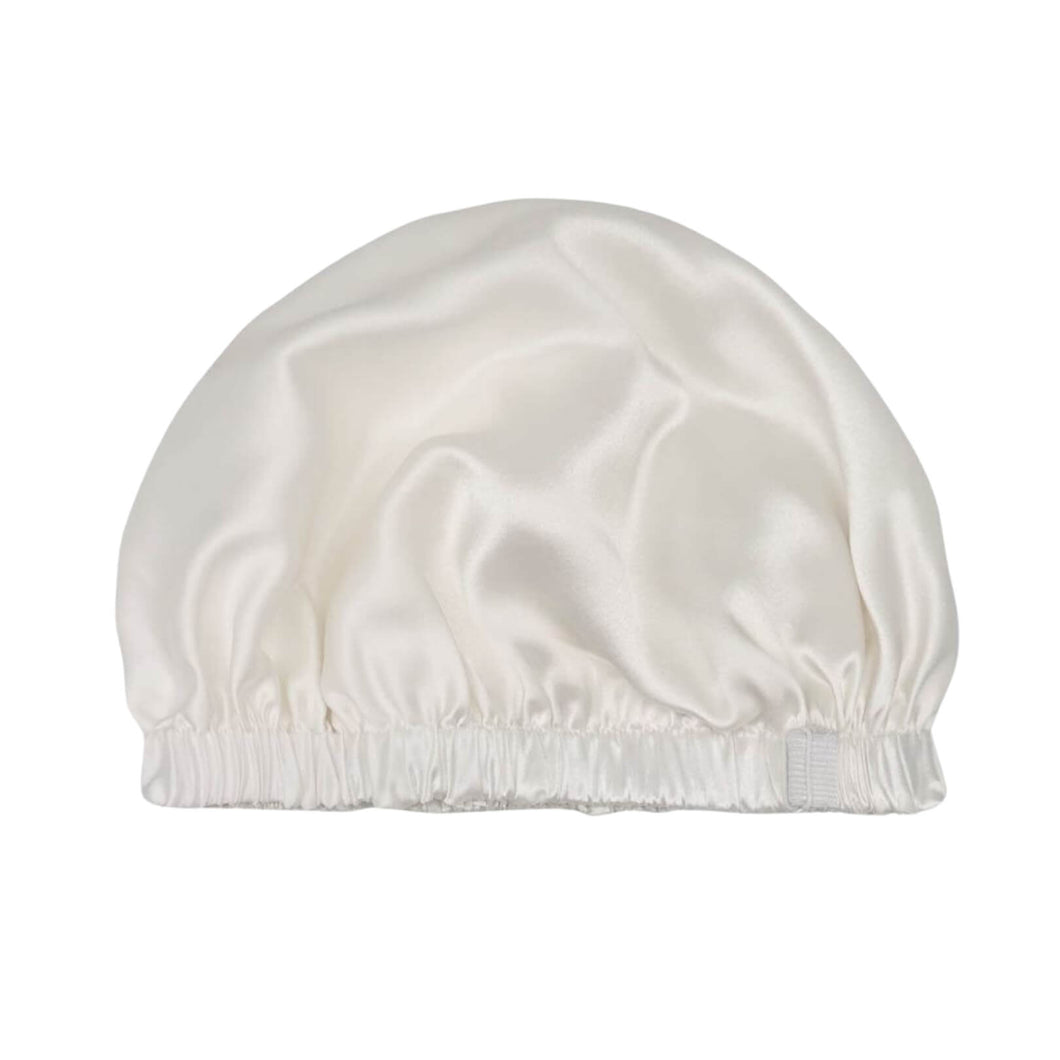 Classic Double Layer Adjustable Women Mulberry Silk Hair Hair Wrap Bonnet -Ivory White