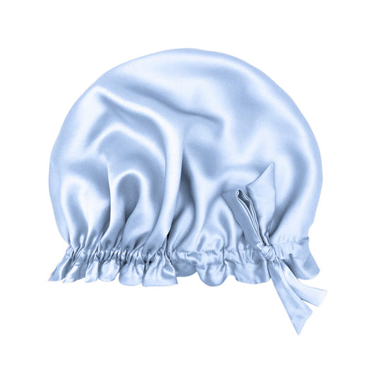 Silver-blue large adjustable double-lined silk hair turban – LS Silk NZ