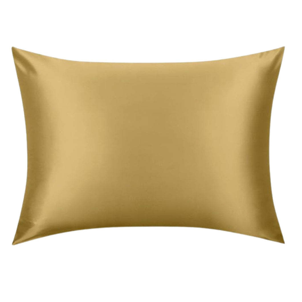 Luxury Yellow Gold Silk Pillowcase- NZ Standard Size - Zip Closure