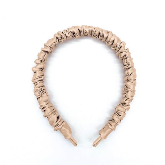 100% Mulberry Silk Scrunchie Headband - Champagne Gold - Lovesilk.co.nz