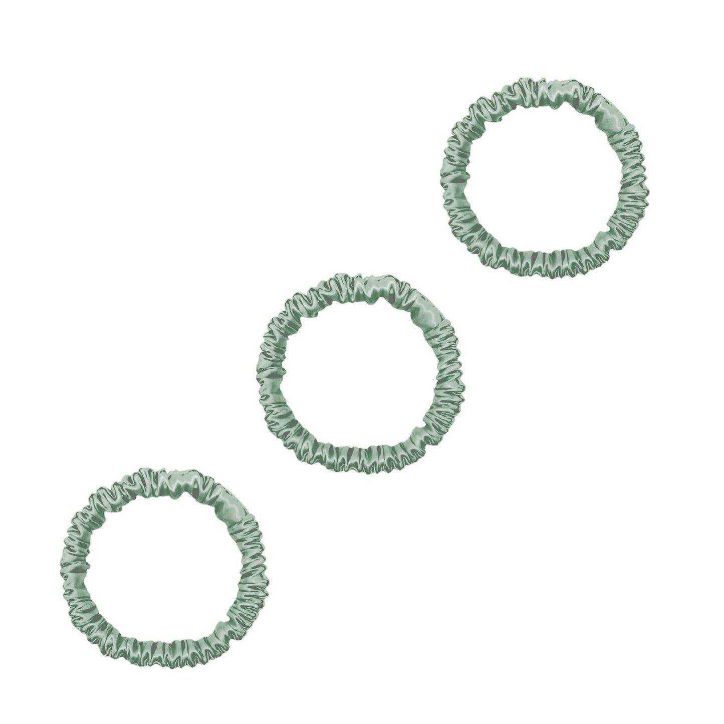 Three lime green mini mulberry silk scrunchies – LS Silk NZ