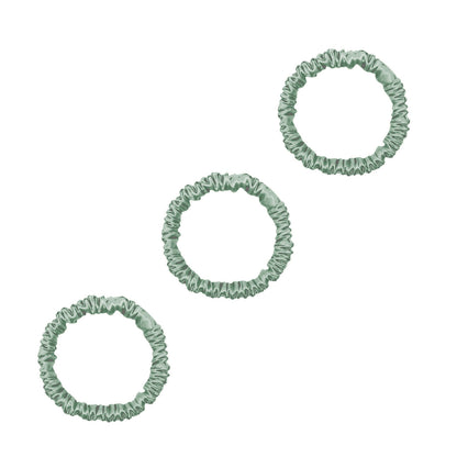 Three lime green mini mulberry silk scrunchies – LS Silk NZ