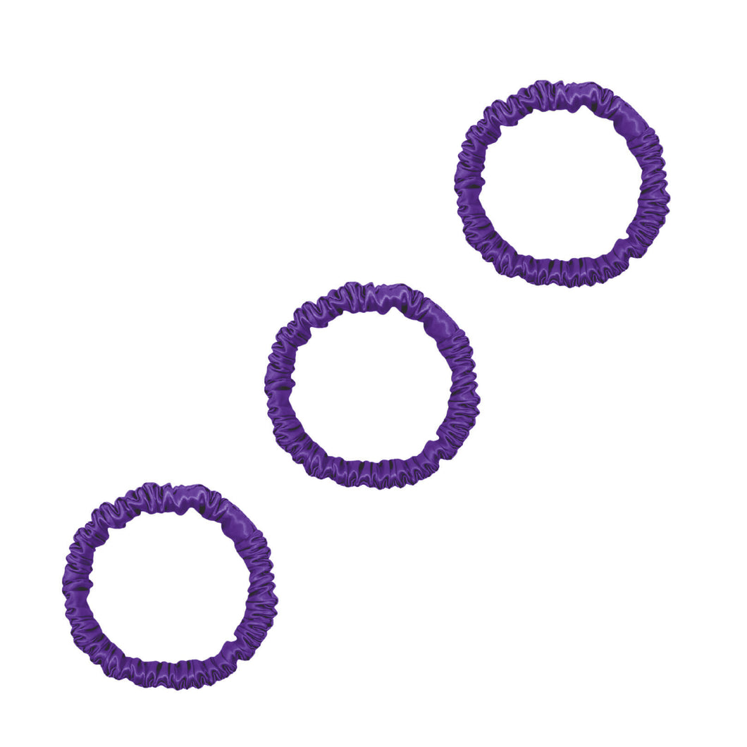 3 Pack Premium Mini Mulberry Silk Scrunchies - Violet