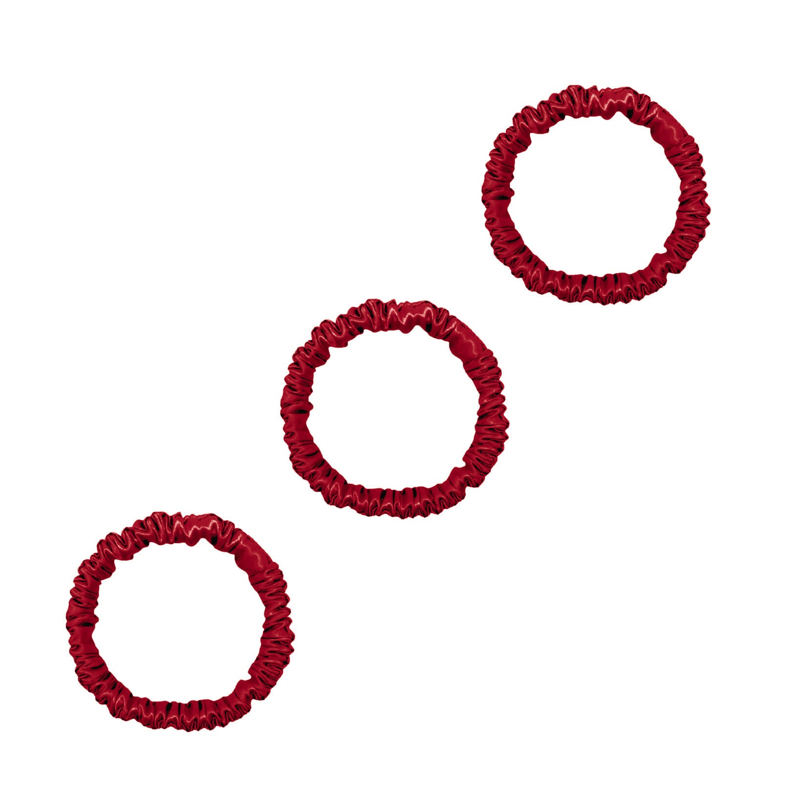 Three rose red mini mulberry silk scrunchies – LS Silk NZ