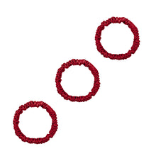 Load image into Gallery viewer, 3 Pack Premium Mini Mulberry Silk Scrunchies - Rose Red
