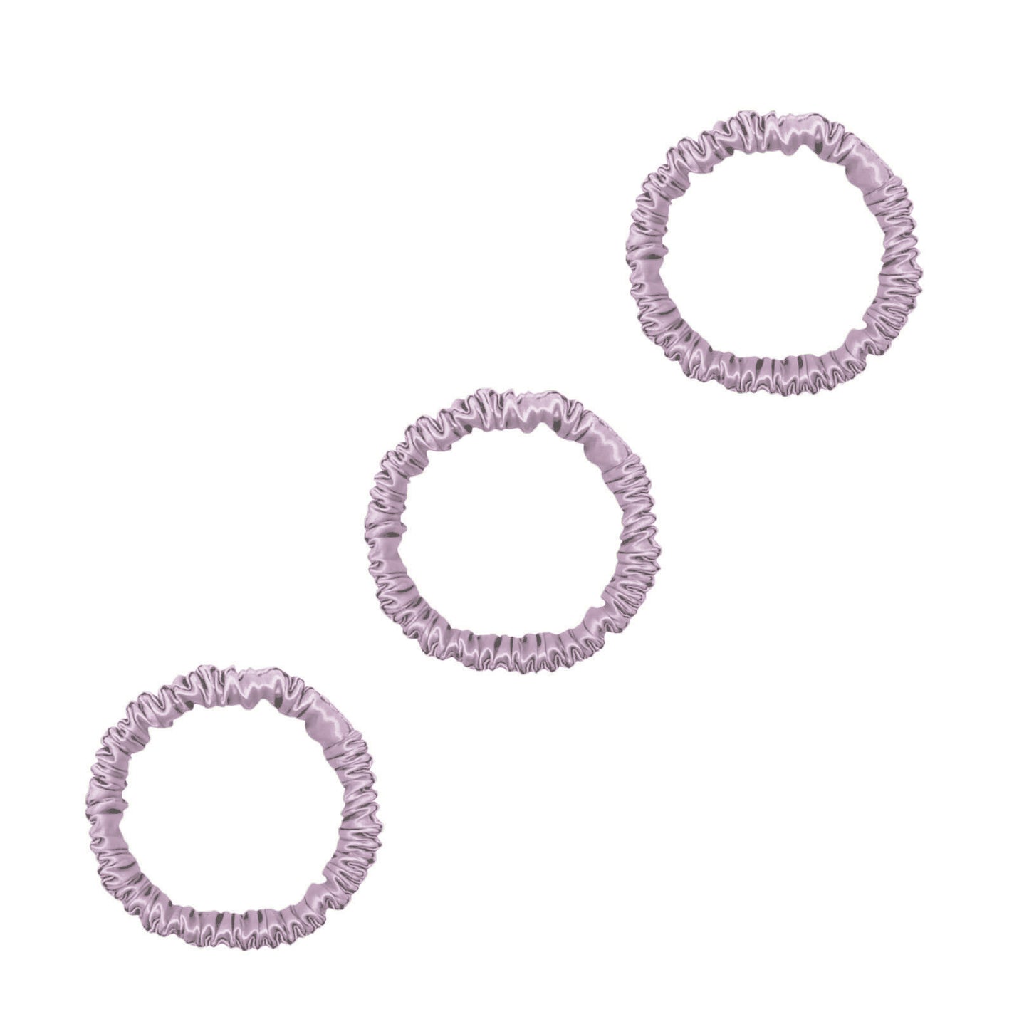 Three royal pink mini mulberry silk scrunchies – LS Silk NZ