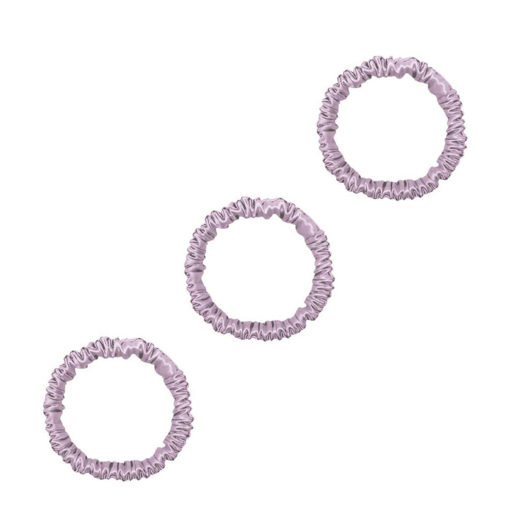3 Pack Premium Mini Mulberry Silk Scrunchies - Royal Pink