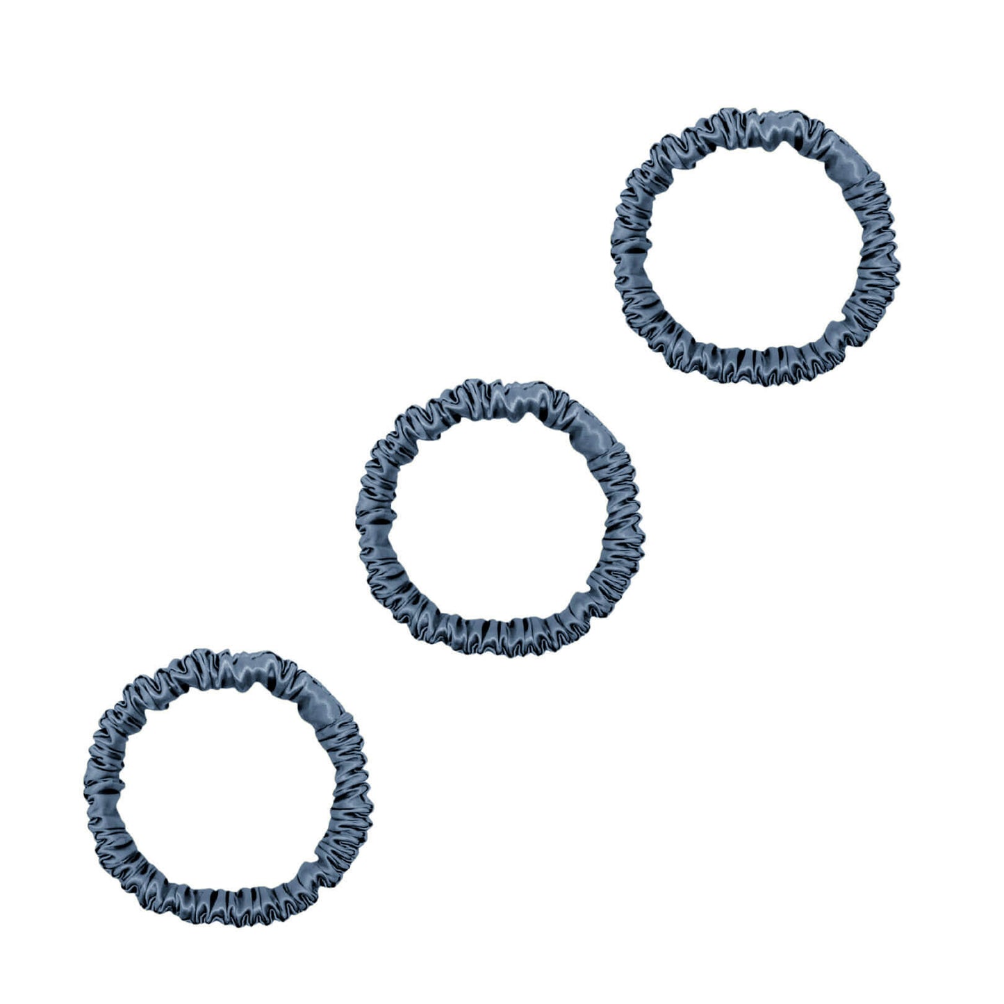 Three teal mini mulberry silk scrunchies – LS Silk NZ