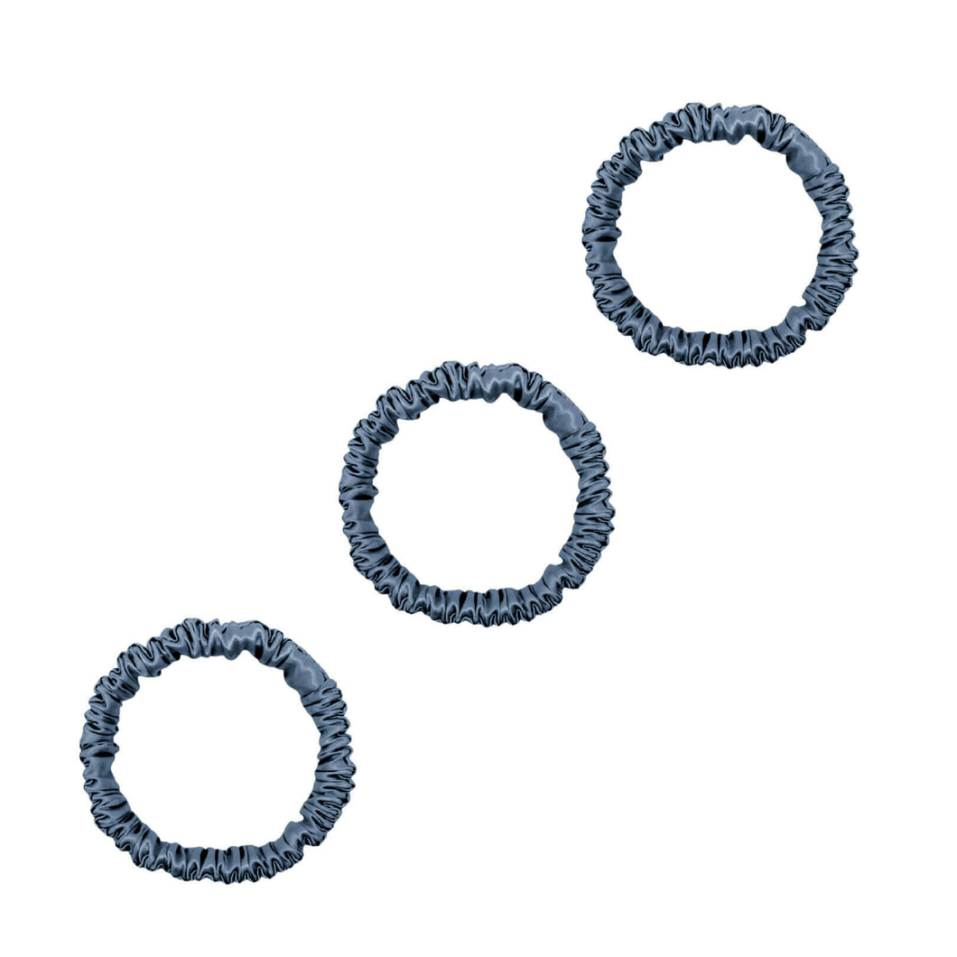 3 Pack Premium Mini Mulberry Silk Scrunchies - Teal