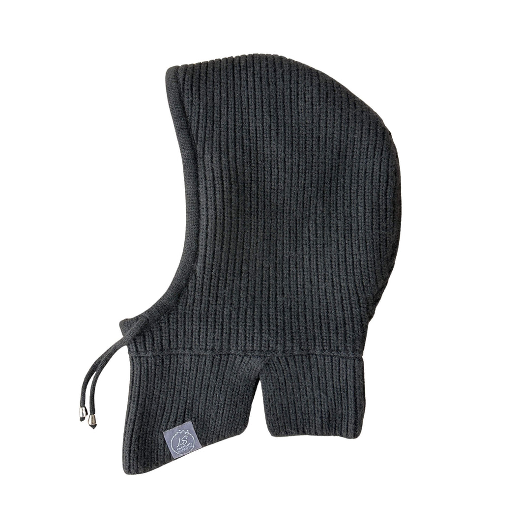 Silk-Lined Ribbed Cashmere Balaclava Black