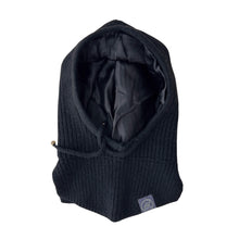 Load image into Gallery viewer, Silk-Lined Ribbed Cashmere Balaclava Black Front
