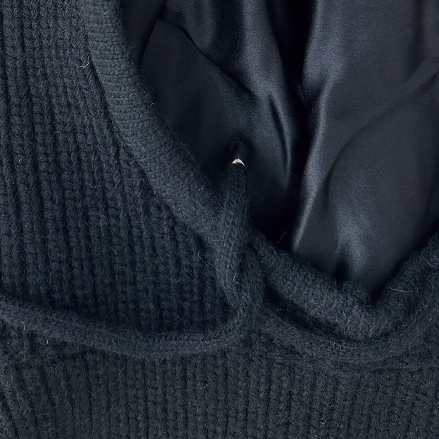 Silk-Lined Ribbed Cashmere Balaclava Detailed Front