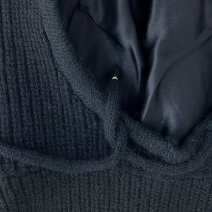 Silk-Lined Ribbed Cashmere Balaclava Detailed Front