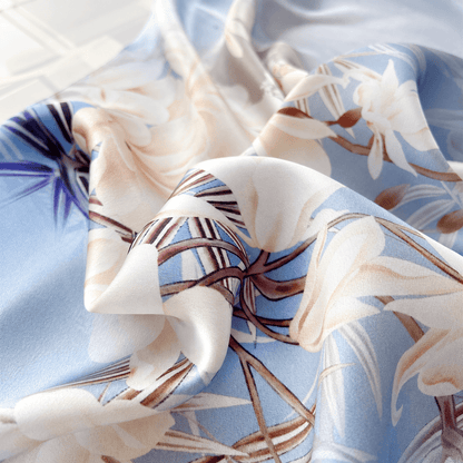 Blue Magnolia Pure Mulberry Silk Extra Large Long Scarf