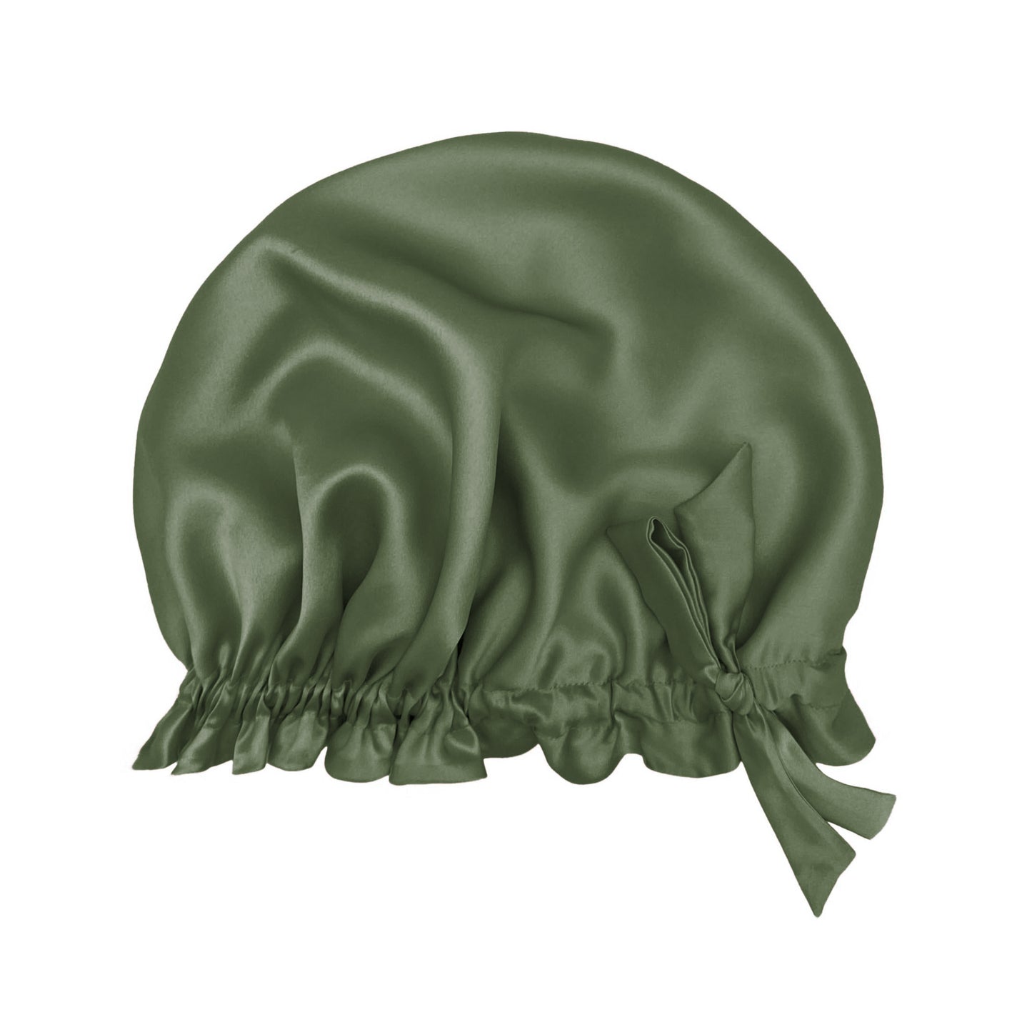 Viridian green large silk hair bonnet turban with ruffled edge – LS Silk NZ