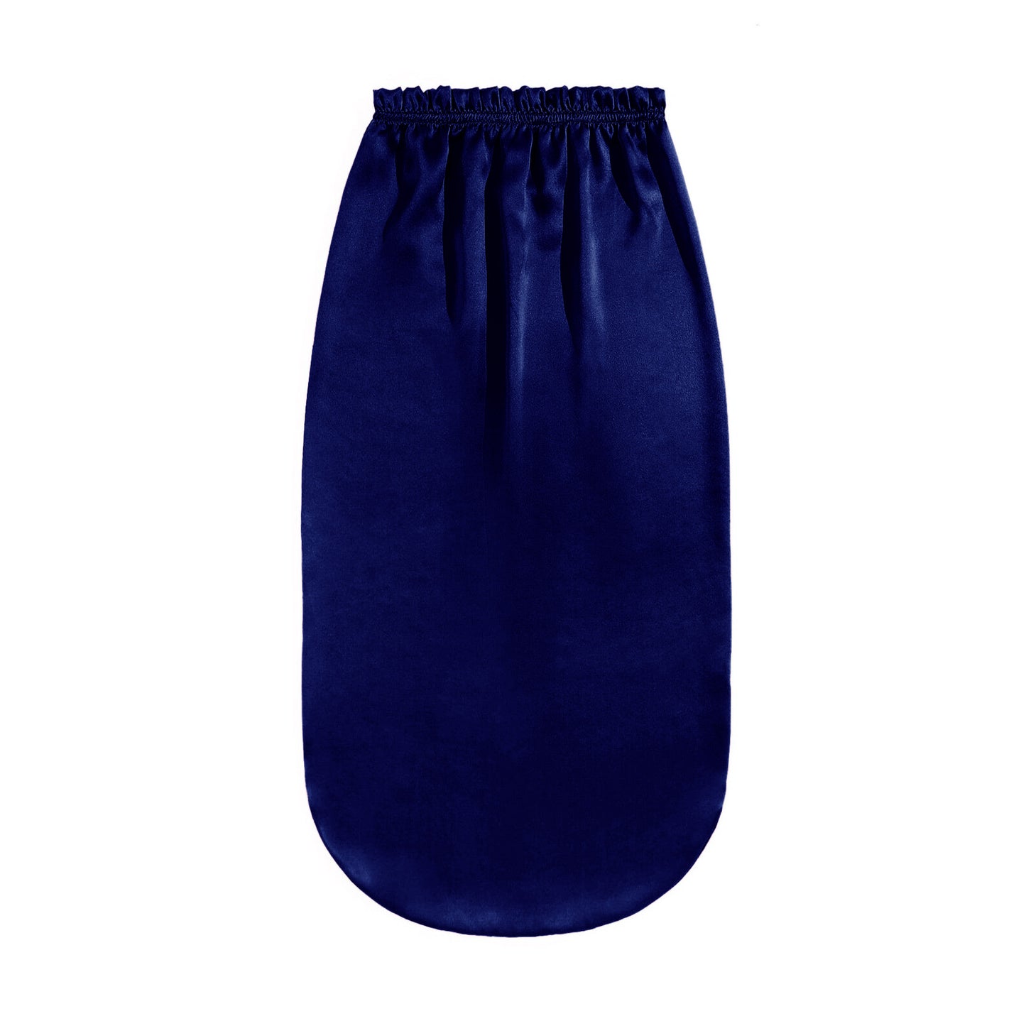 Navy extra-large silk hair bonnet for long hair, flat product view – LS Silk NZ