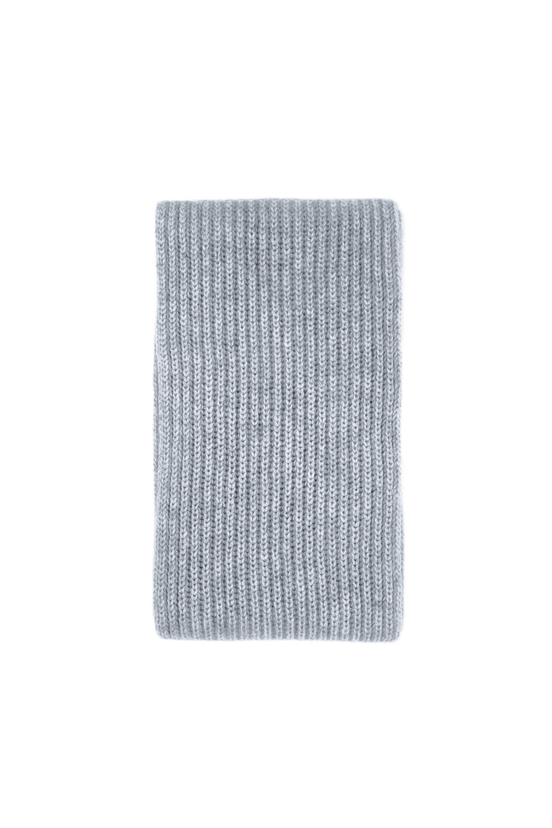 Grey slim ribbed cashmere long scarf, folded flat view – Love Cashmere NZ