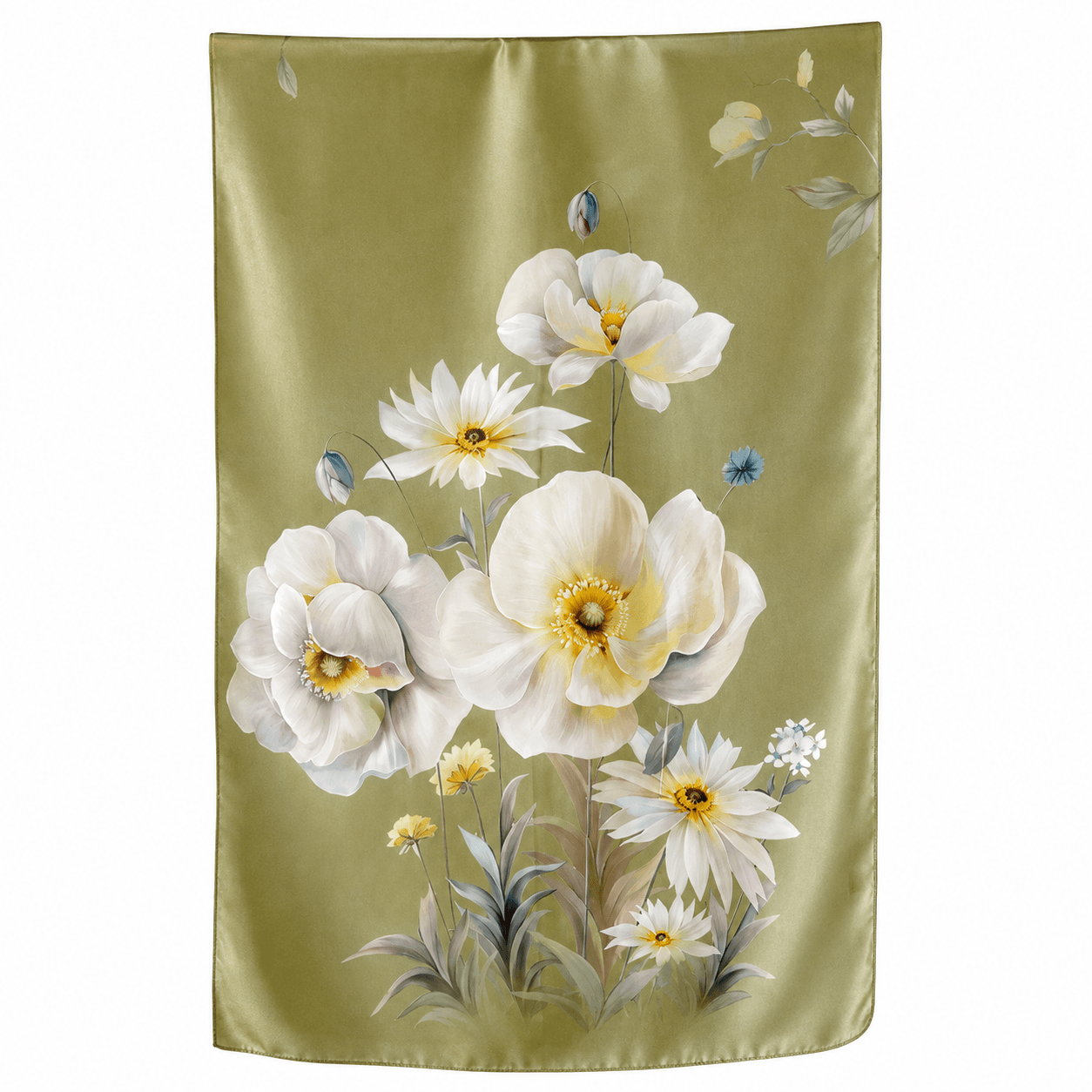 Olive Meadow Pure Mulberry Silk Extra Large Long Scarf