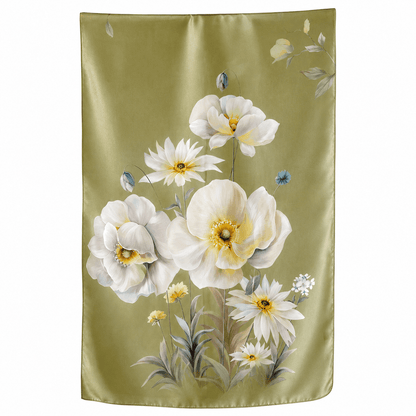 Olive Meadow Pure Mulberry Silk Extra Large Long Scarf