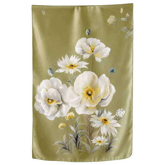 Olive Meadow Pure Mulberry Silk Extra Large Long Scarf