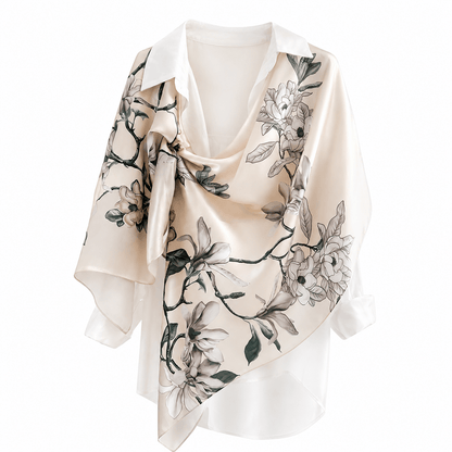Moonlit Magnolia Pure Mulberry Silk Extra Large Long Scarf